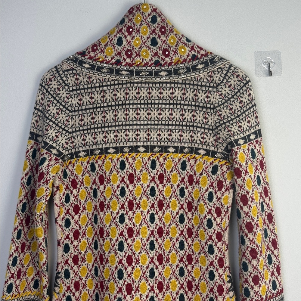 Anthropologie Angel of the North Satpura Sweater Coat Small Wool Beaded Bohemian - Picture 13 of 16